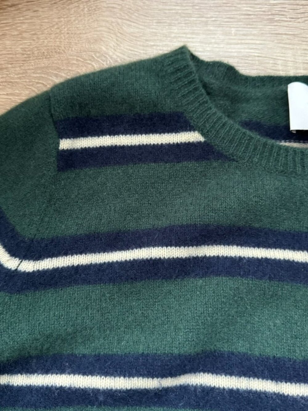 NWT Reformation Clara Cashmere Crew Cardigan Green Stripe Small - Picture 5 of 16